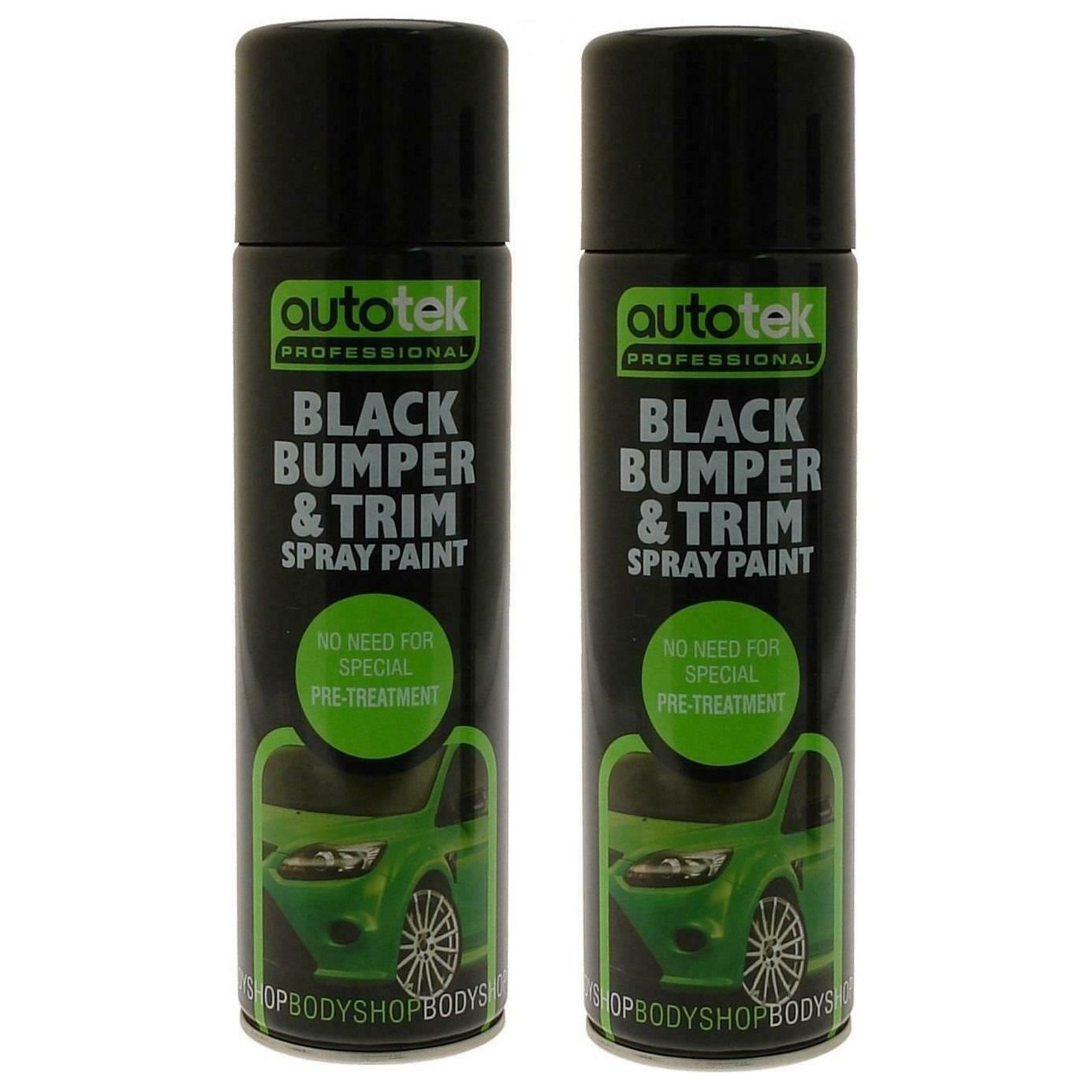 2x Autotek Professional Black Bumper and Trim 500ml Spray Paint High Coverage