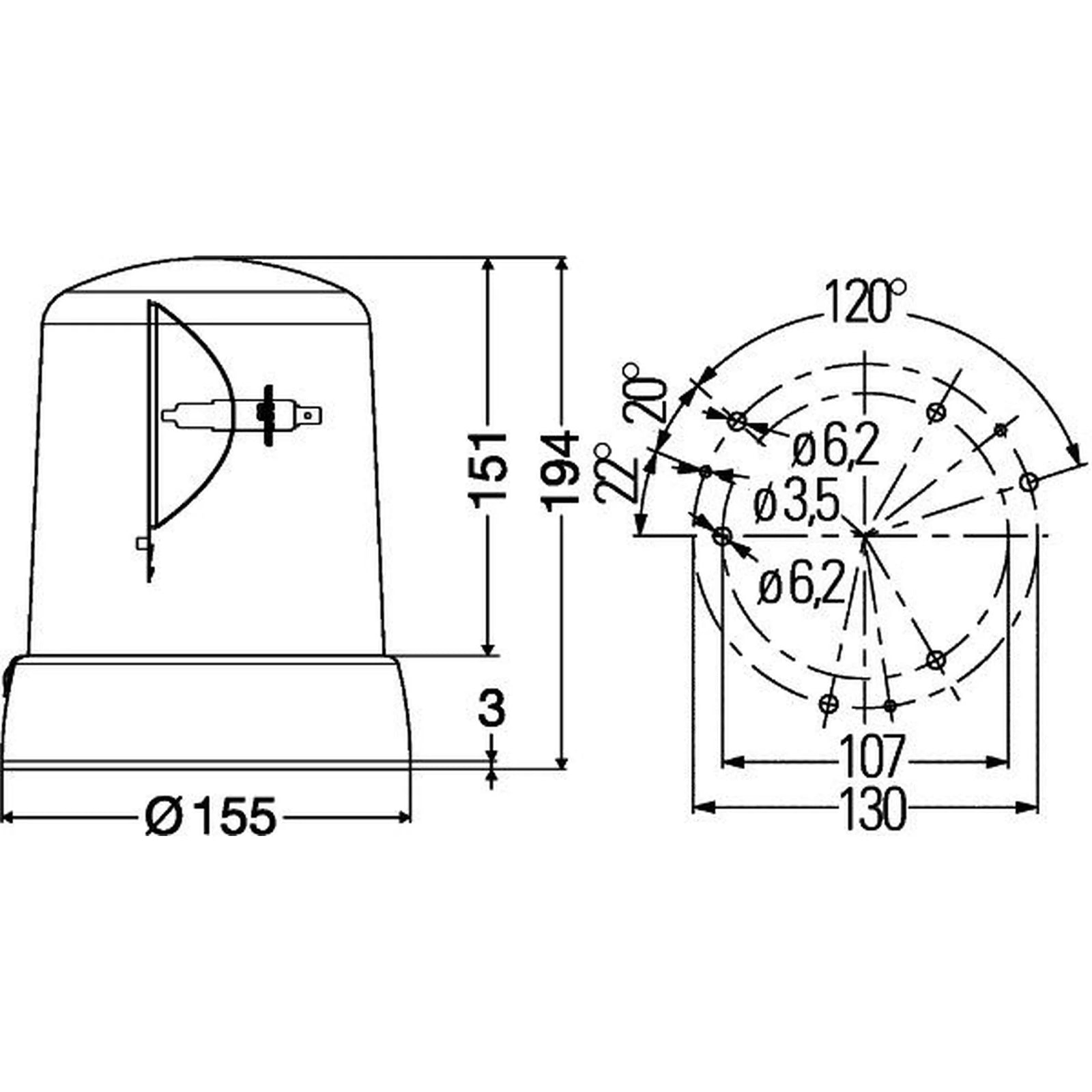 Hella Rotating Beacon Wide High 2RL 008 061-111