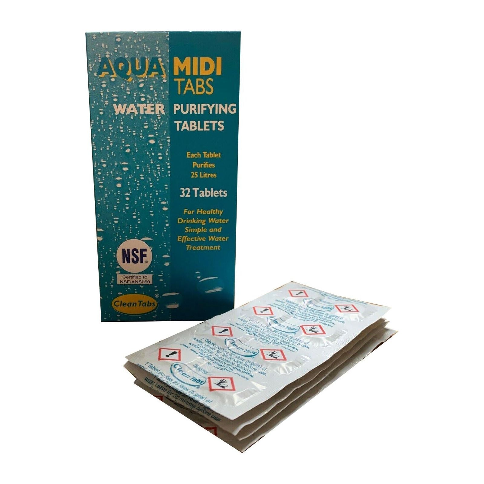64 x Water Purifying Tablets Aqua Midi Tabs Motorhome RV Caravan Campervan Clean