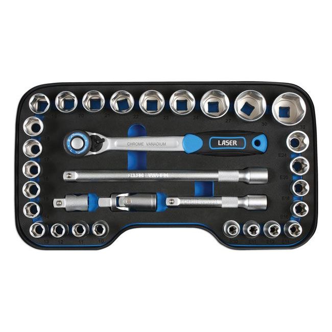 Laser Socket Set 1/2"D 31pc 6920