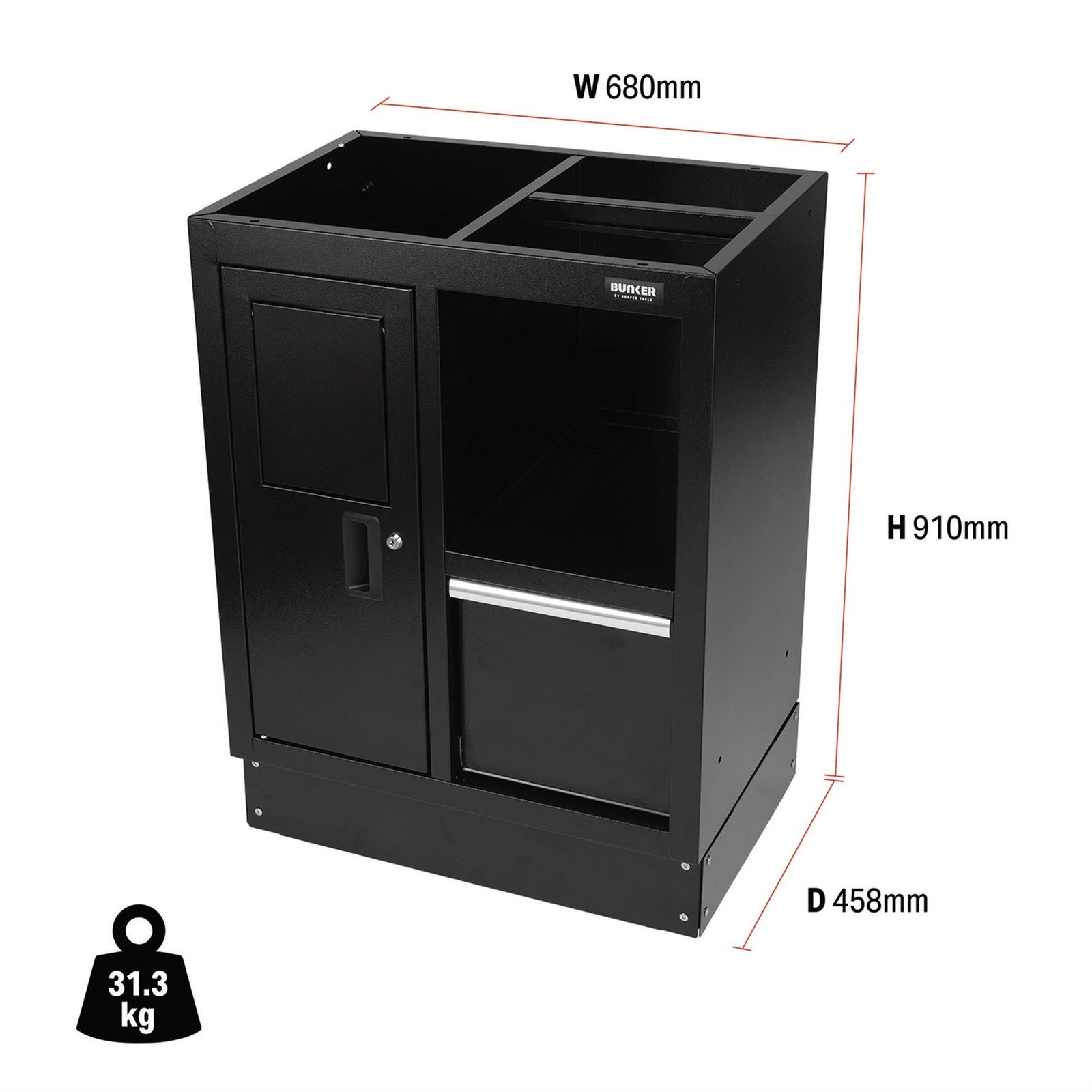 Draper BUNKER Modular Multi-Function Floor Cabinet, 680mm 33161