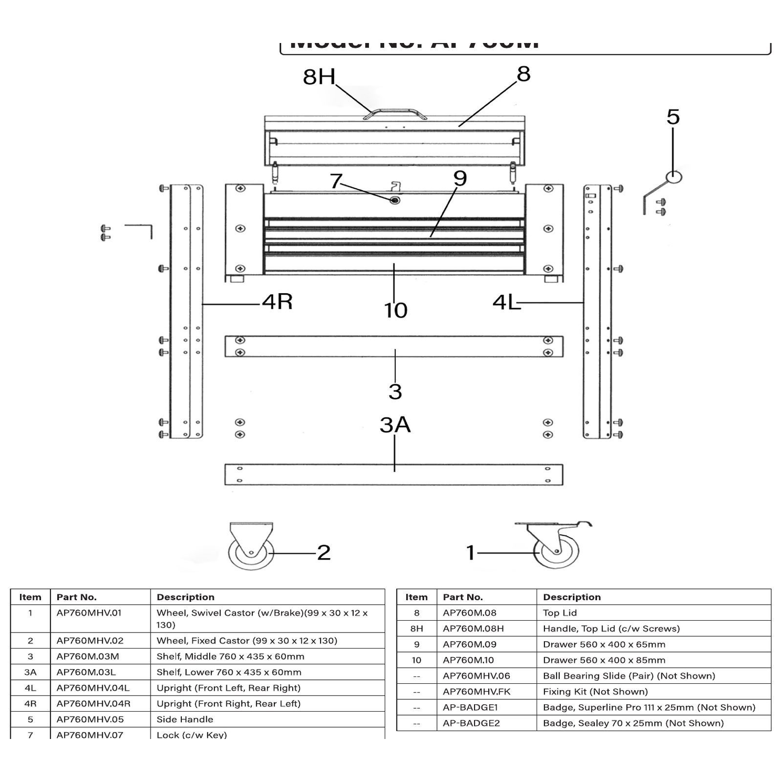 Sealey Lock & key AP760MHV.07