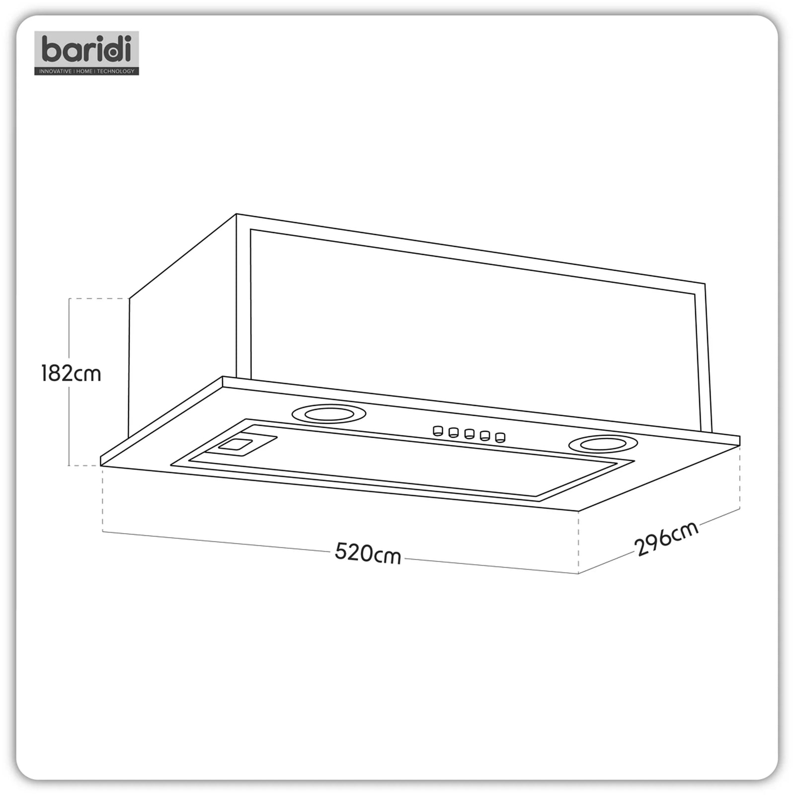 Baridi Cooker Hood DH285 52cm Wall Mounted Black