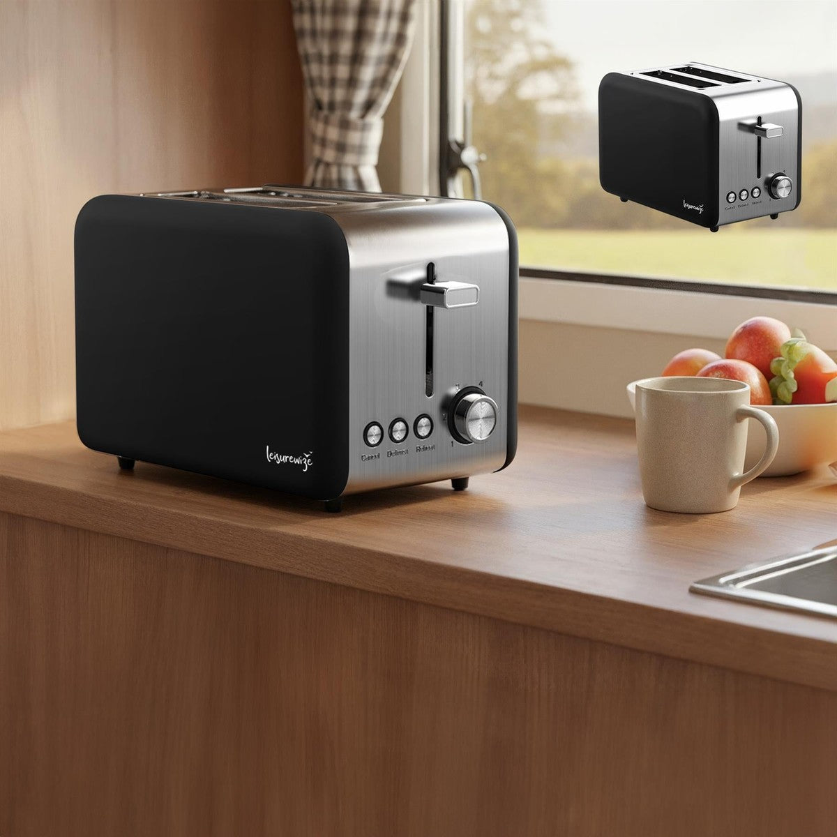 Leisurewize Caravan Camping Sleek Toaster - Black