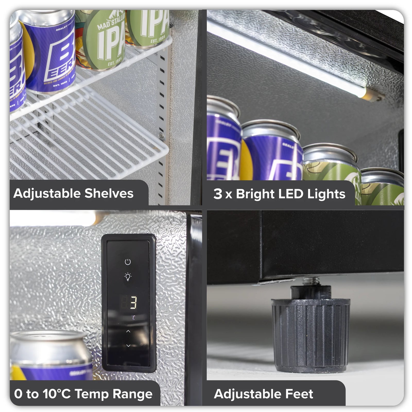 Baridi Back Bar Drinks Fridge Cooler DH336 307L Black