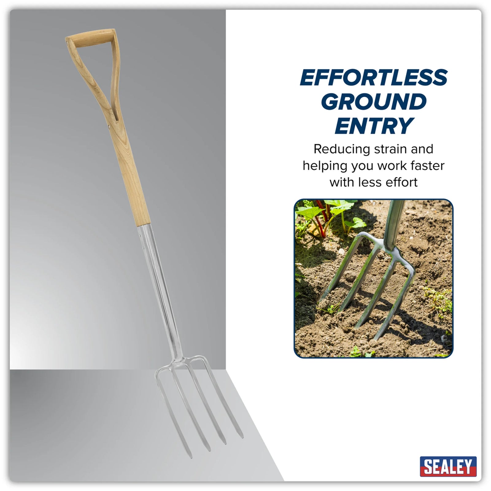 Sealey Premier Border Fork 490mm Ash Handle Stainless Steel Tines