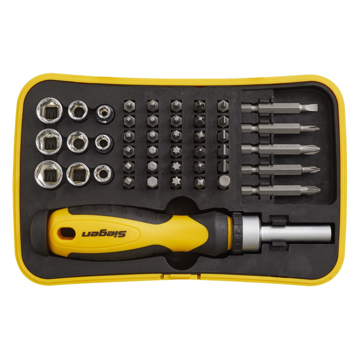 Seigen by Sealey Socket & Bit Set 45pc Ratchet Screwdriver S0979