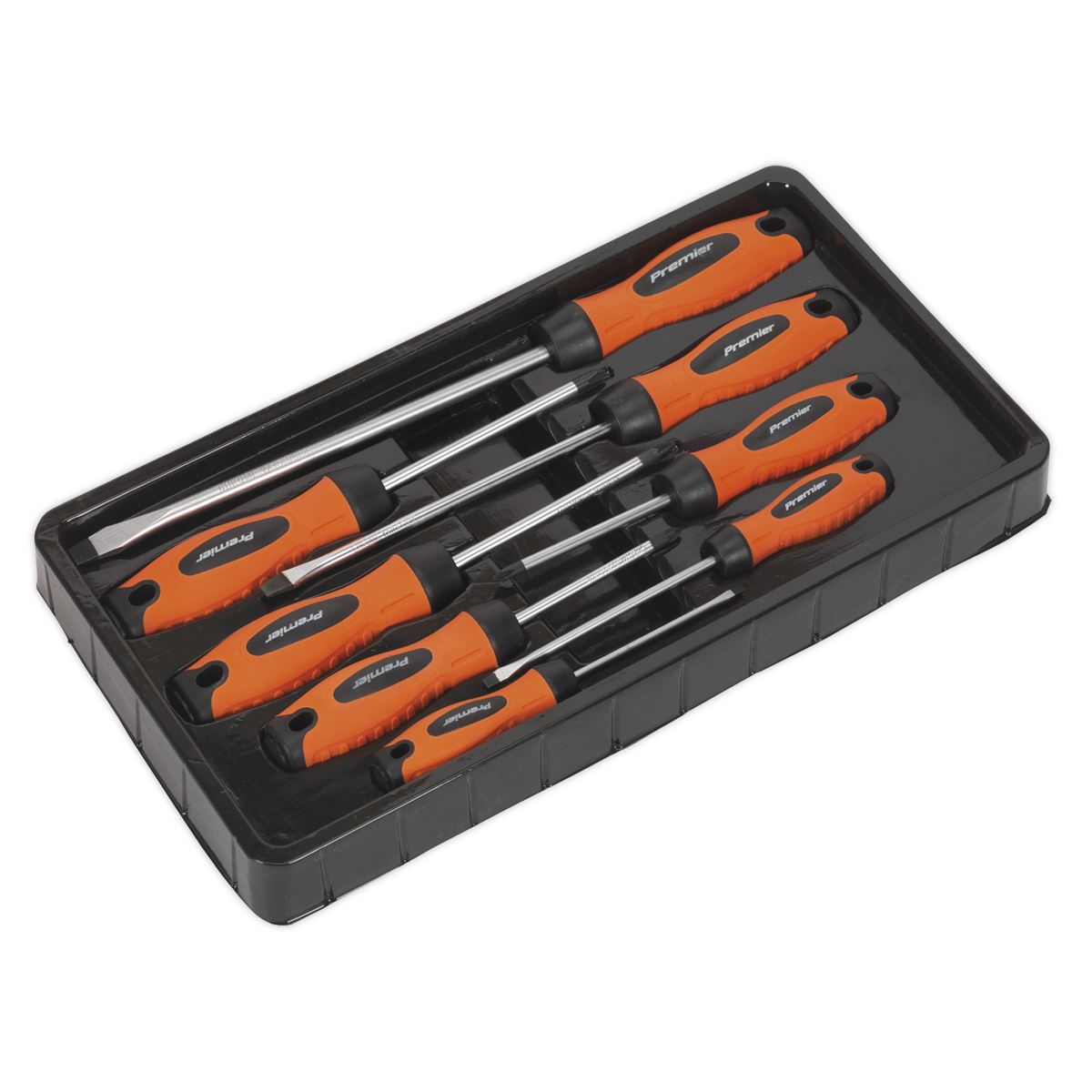 Sealey Premier 8pc Hi Vis Orange Screwdriver Set Flat Pozi Phillips HV003