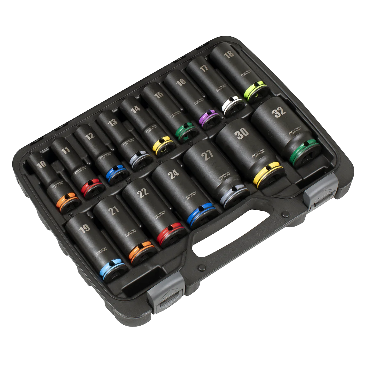 Sealey Premier Lock-On™ Deep Impact Socket Set 16 Piece 1/2" Drive
