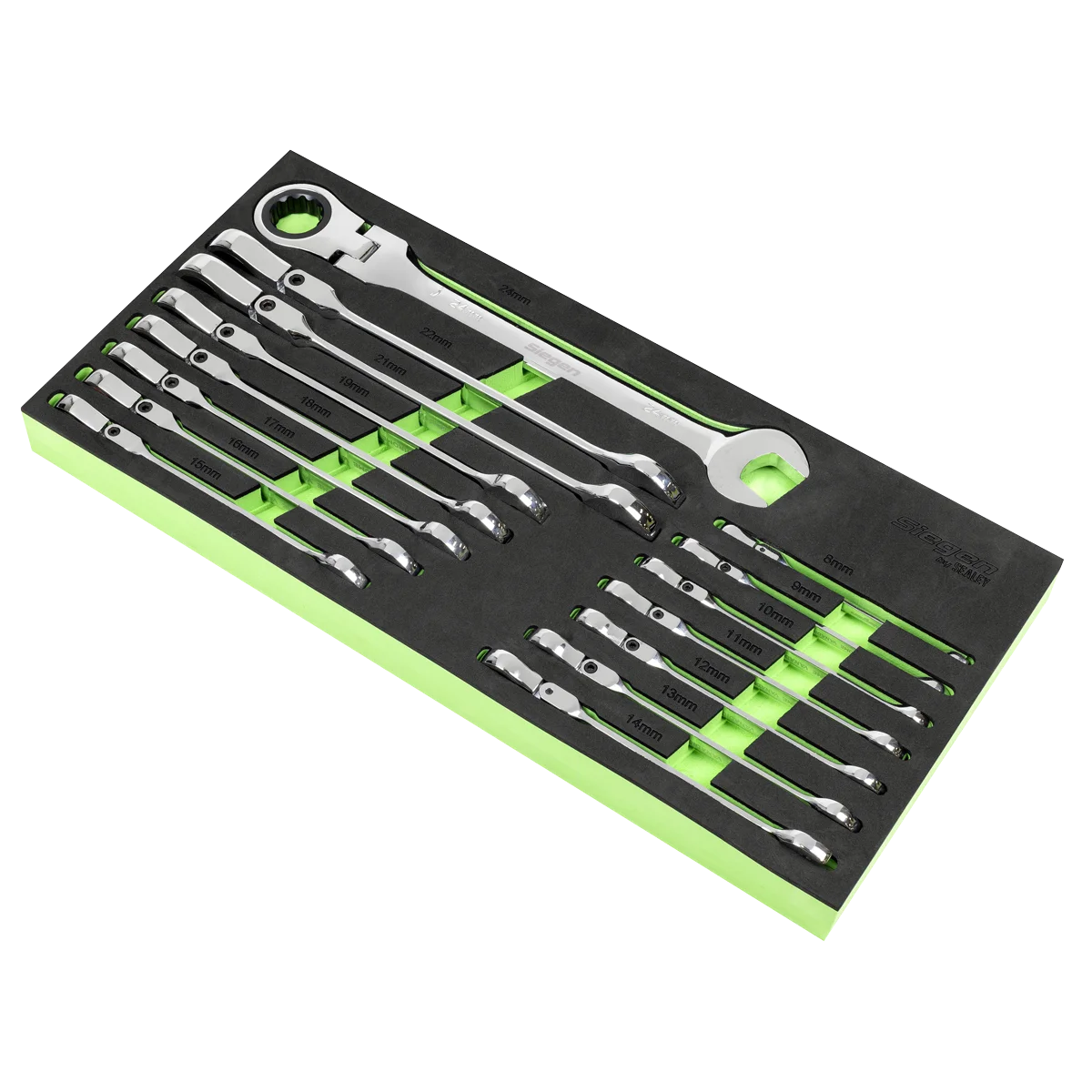 Sealey Siegen Flexi-Head Combination Ratchet Spanner Set 15 Piece