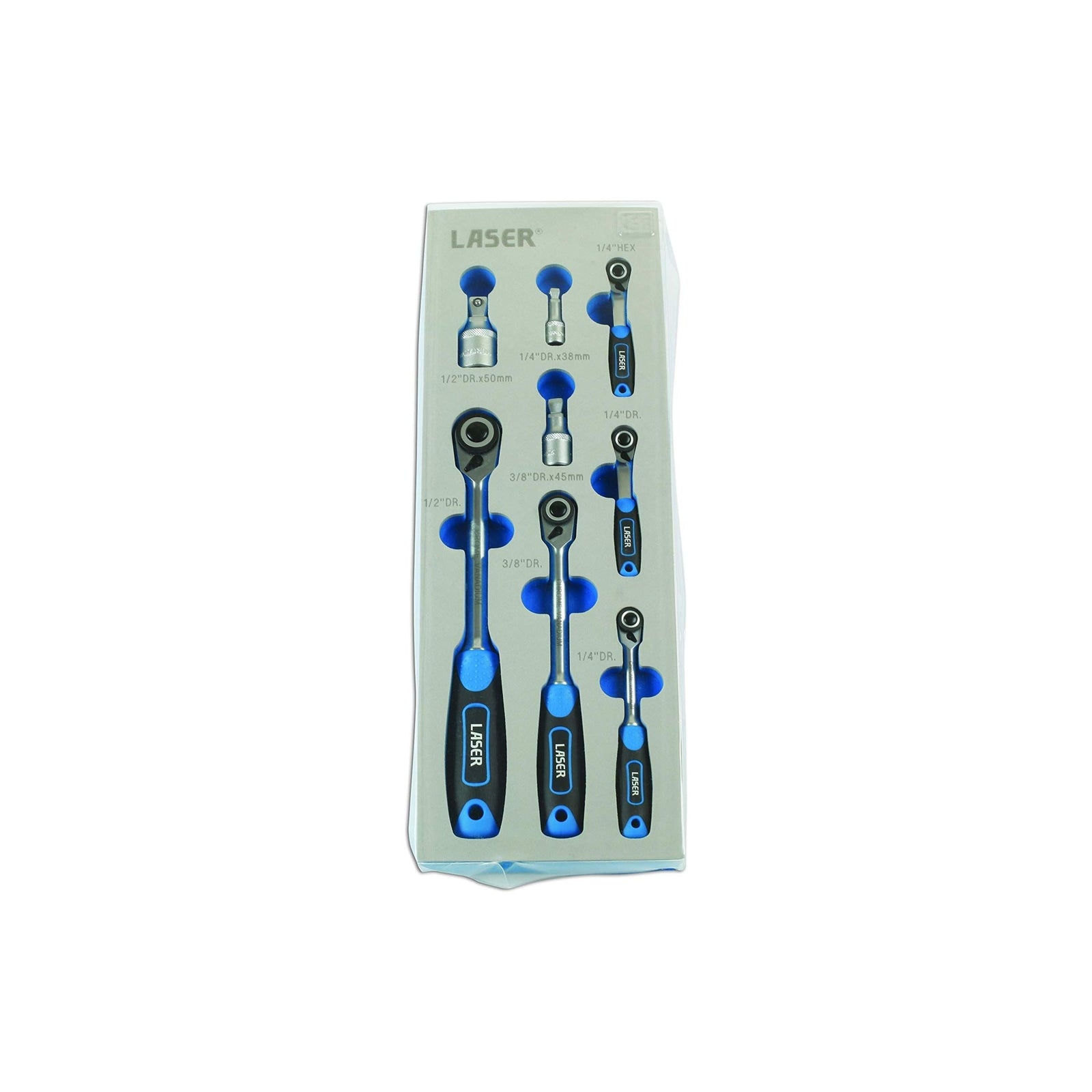 Laser Micro Head Ratchet Set 1/4"D, 3/8"D, 1/2"D 8pc 7548