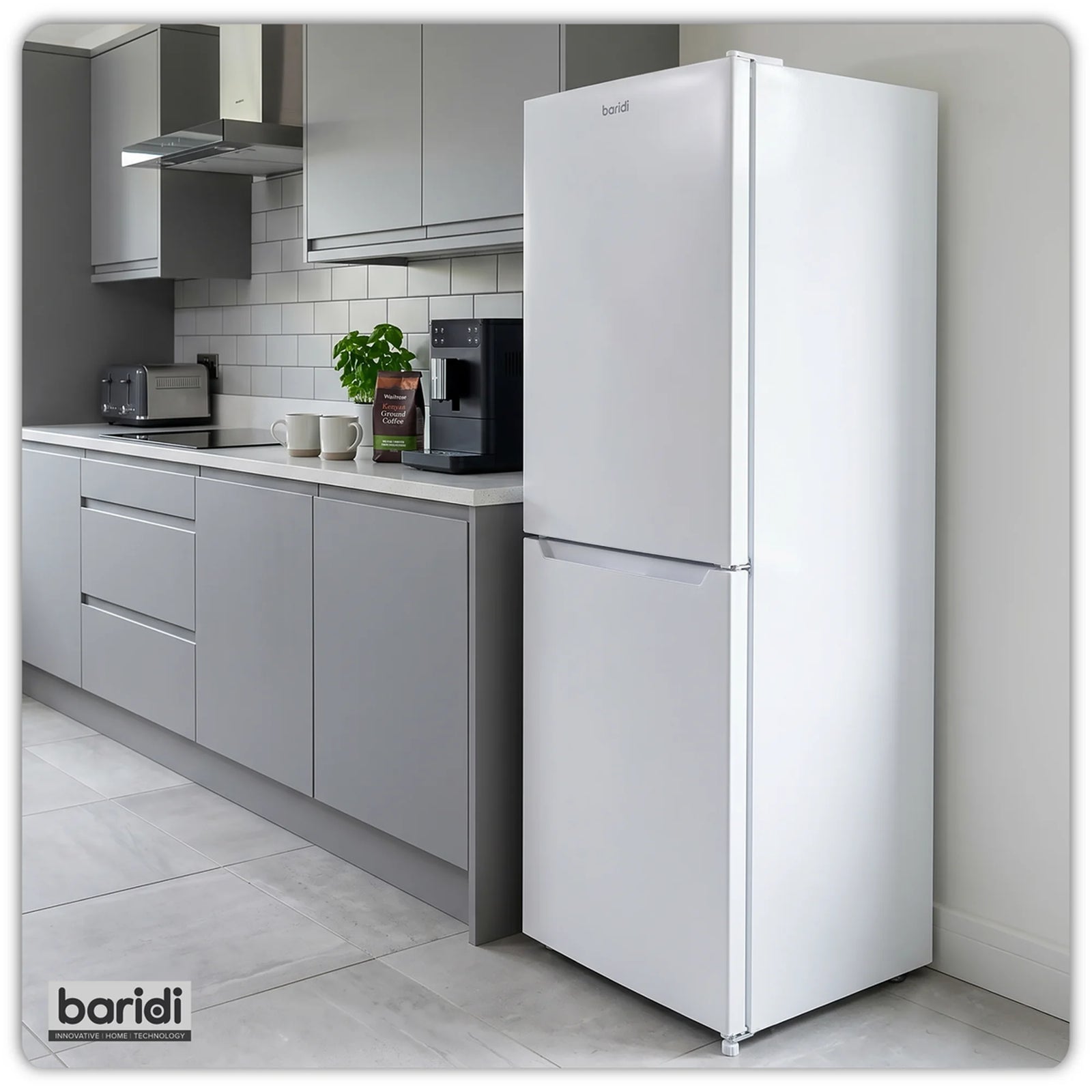 Baridi 50/50 Smart Frost Fridge Freezer 254L Capacity - White