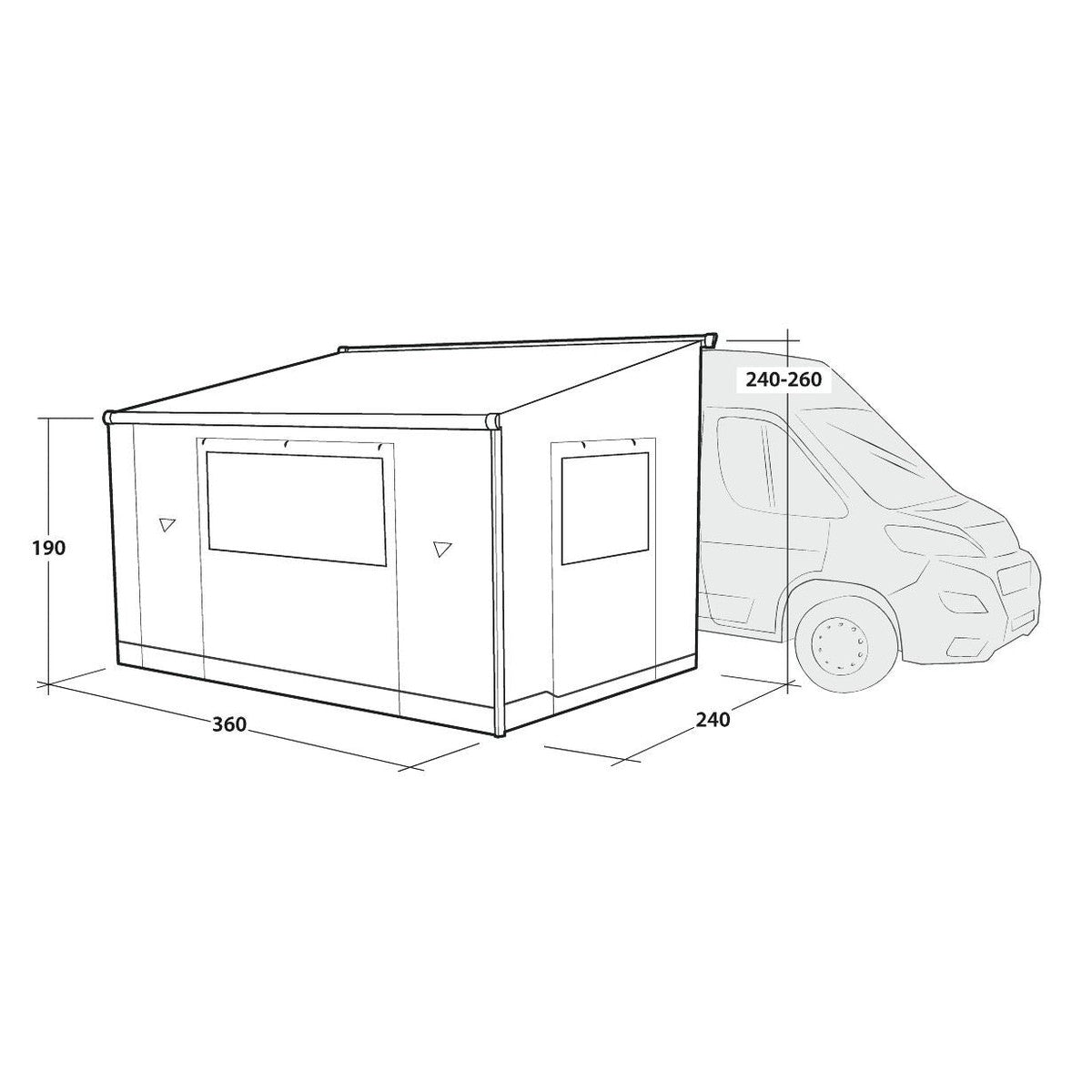 Outwell Sideroads Campervan Cassette Awning Room Mid (240-260 cm)