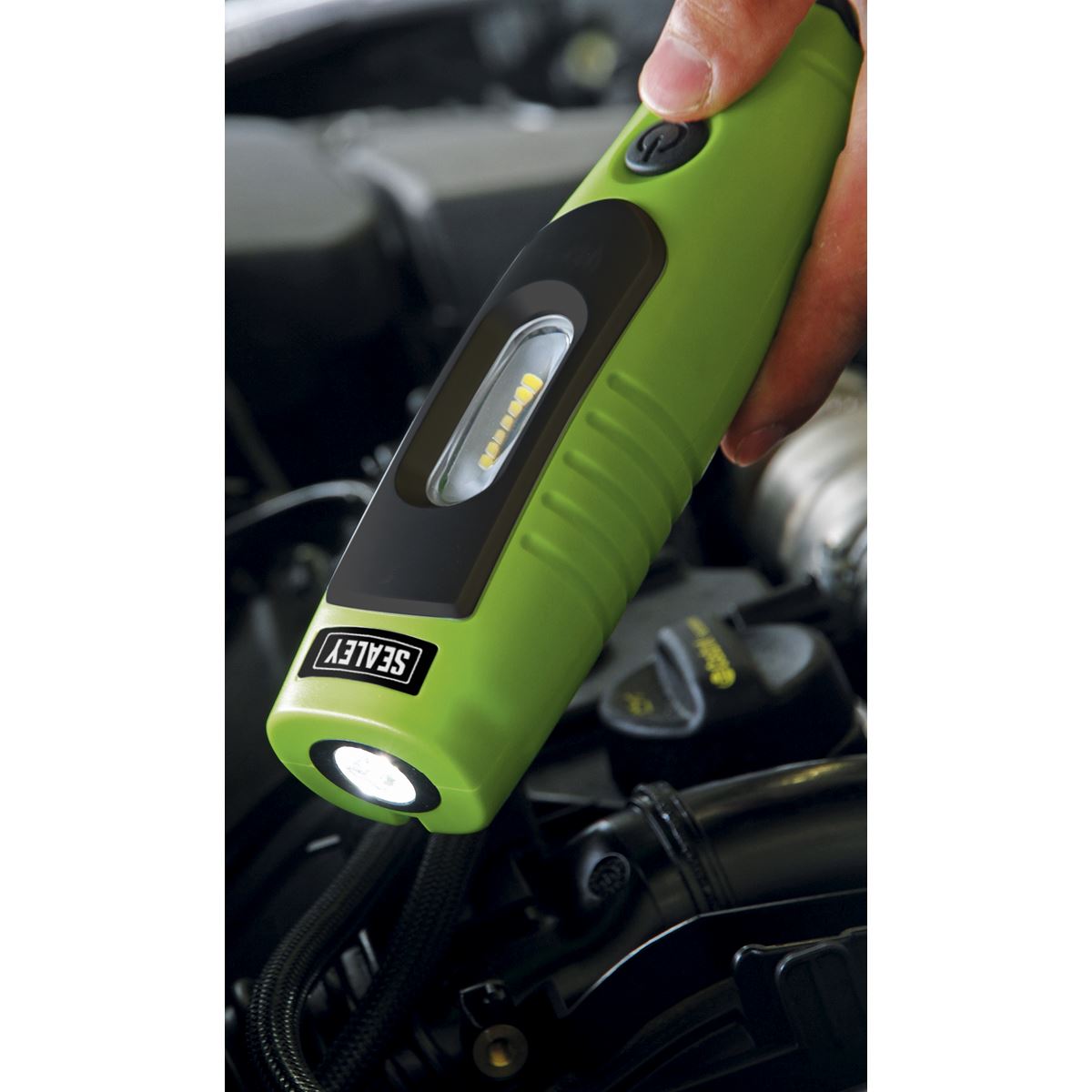 Sealey Green Rechargeable 360° Inspection Lamp 7 SMD+3W LED Lithium-ion