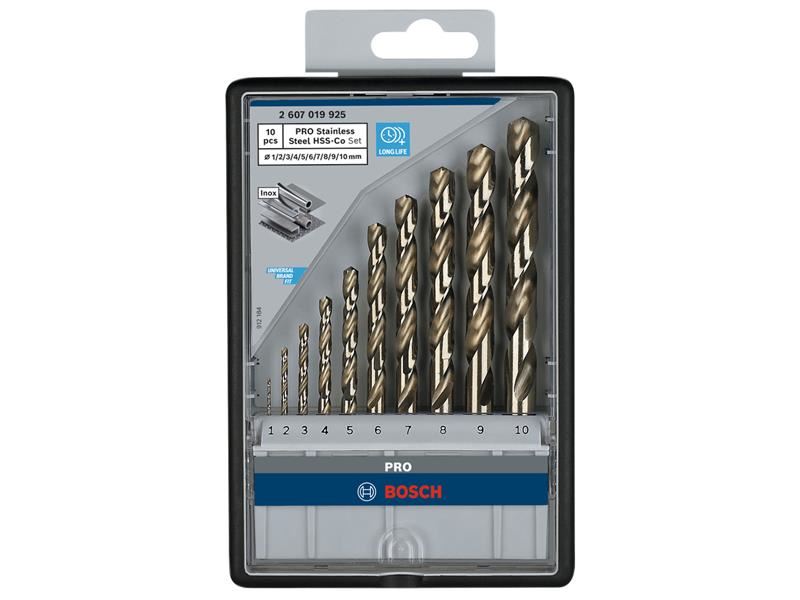 Bosch Powertool Accessories PRO Stainless Steel HSS-Co Twist Drill Bit Set, 10 Piece