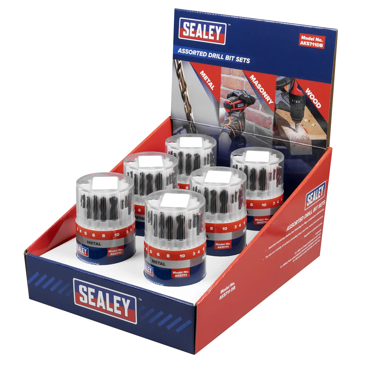 Sealey Combination Drill Bit Set 18-Piece HSS/Masonry/Wood