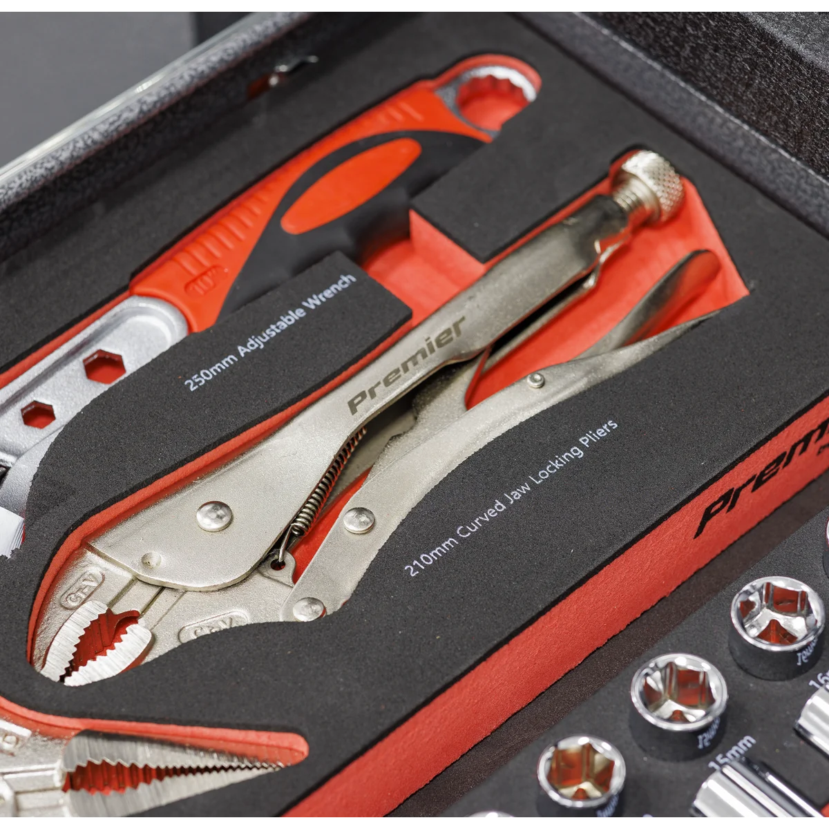 Sealey Premier Locking Pliers & Adjustable Wrench Set 4 Piece