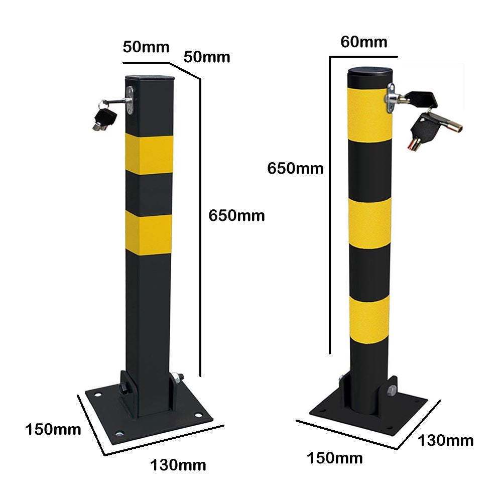 Round Heavy Duty Folding Bolt Down Security Parking Post Bollard Driveway