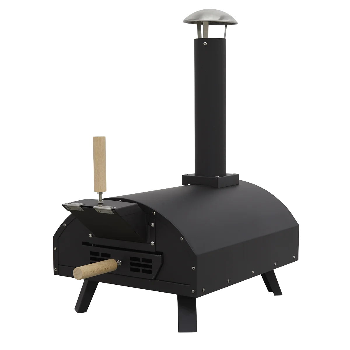 Dellonda Portable Wood-Fired 14" Pizza Oven and Smoking Oven Black/Stainless Steel