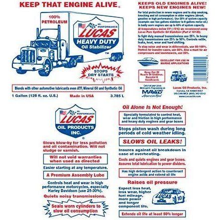 Lucas Heavy Duty Oil Stabilizer Oil Treatment New 1 gallon LUCAS 10002