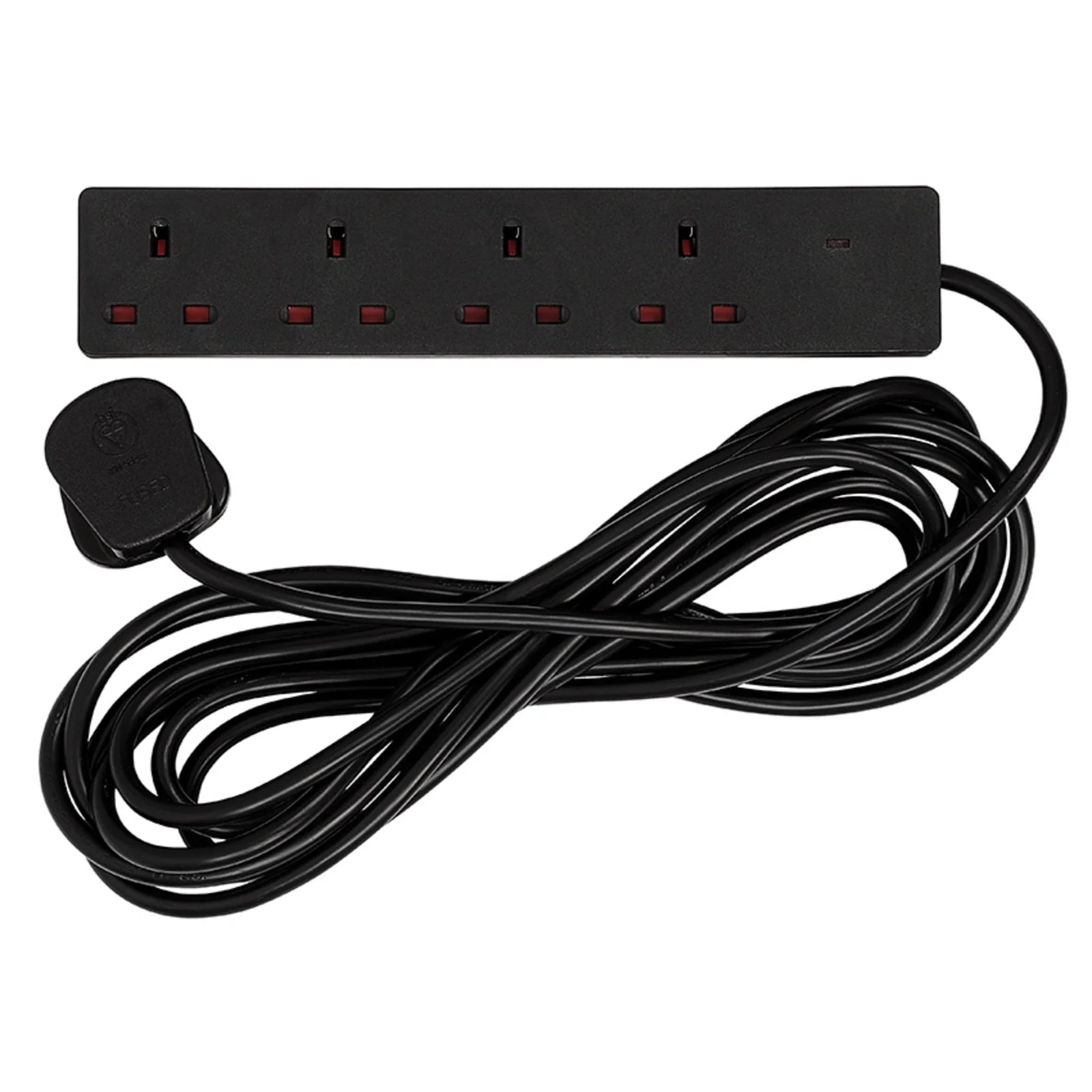 Draper 4 Way Black Extension Lead, 5m - EL45N13AB