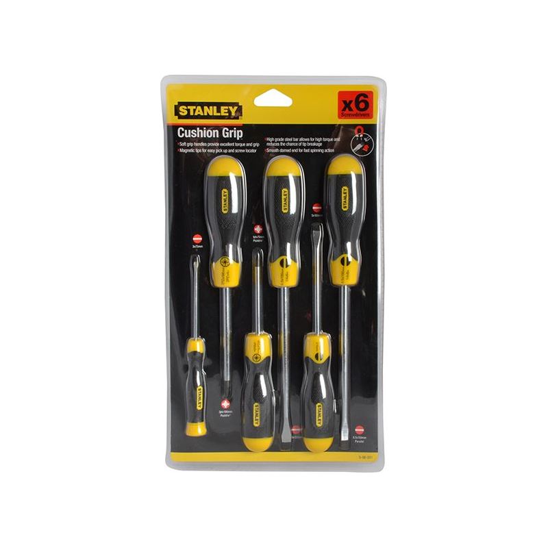 Stanley® Hand Tools Cushion Grip Screwdriver Set, 6 Piece