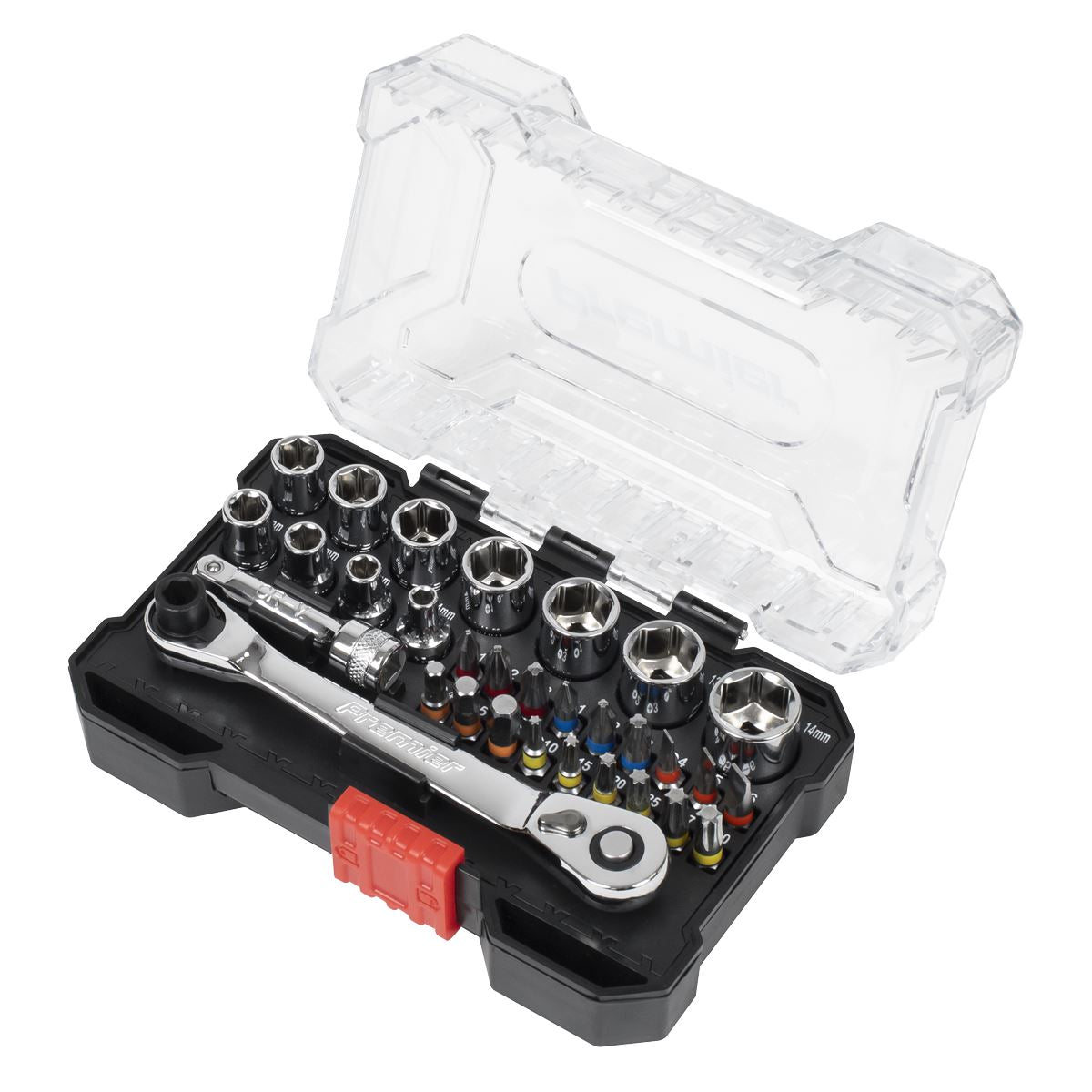 Sealey Premier Premier Socket & Colour-Coded Bit Set 1/4"Sq Drive 31pc AK2111