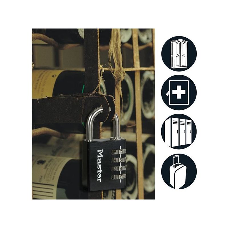 Master Lock Black Finish 40mm 4-Digit Combination Padlock