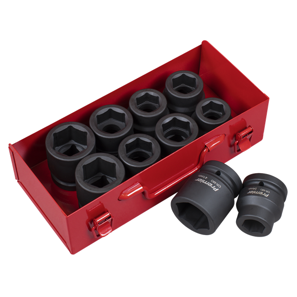 Impact Socket Set 10Pc 1Inchsq Drive Metric/Imperial