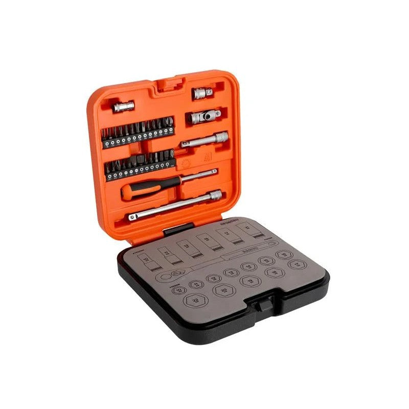 Bahco S51MC3H 3/8in Drive Standard and Deep Socket & 1/4in Bit Set, 51 Piece