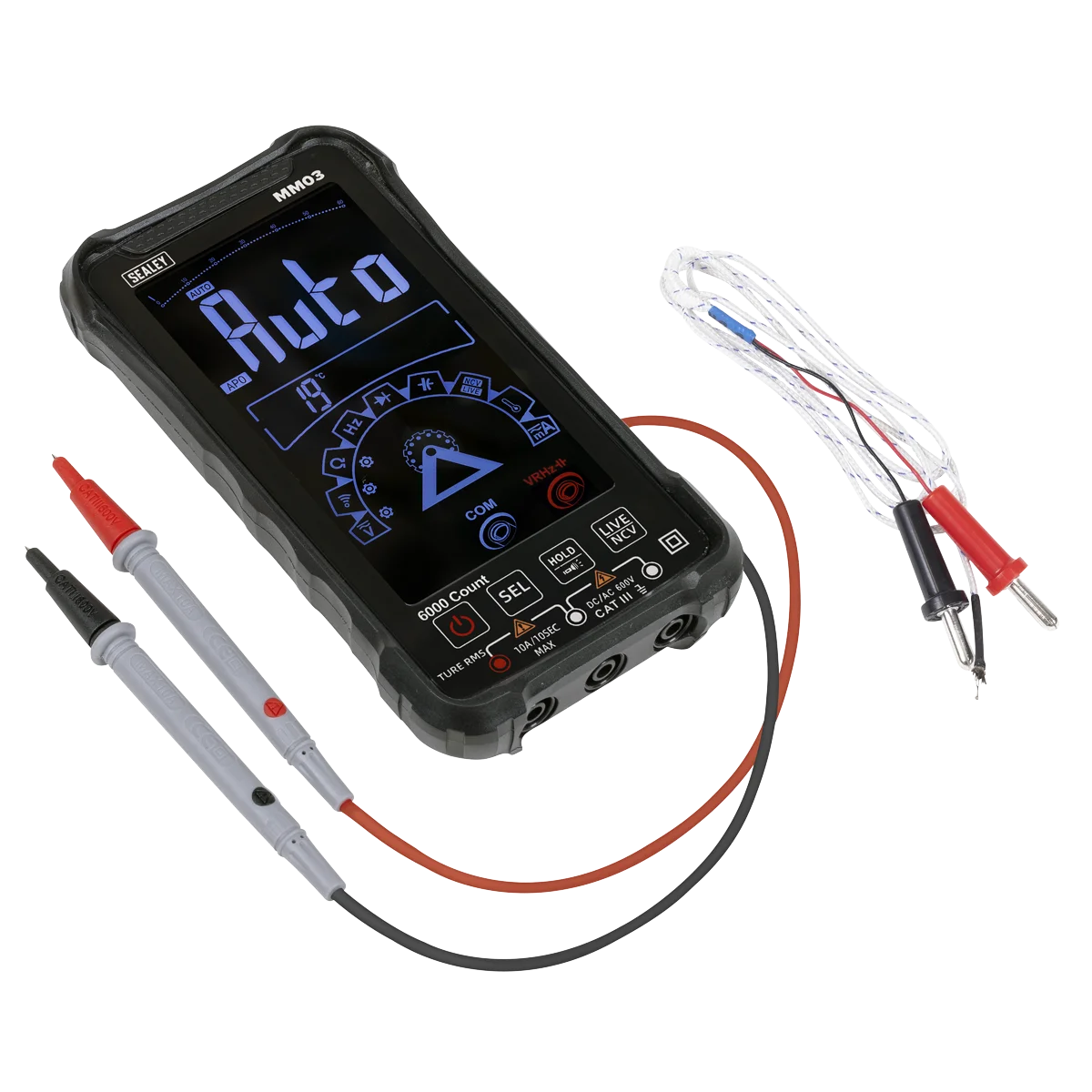Sealey Multimeter MM03 Touchscreen 10-Function Rechargeable