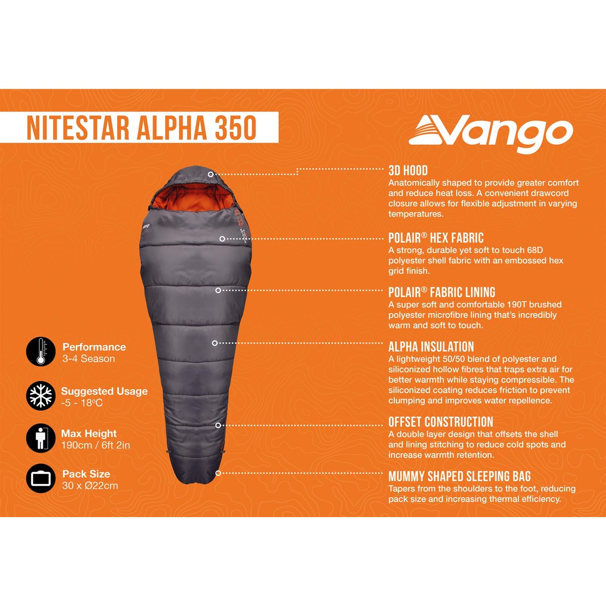 Vango Nitestar Alpha 350 Excalibur Single Sleeping Bag