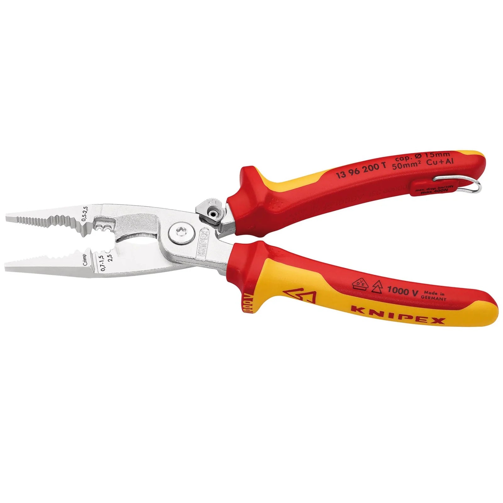 KNIPEX 13 96 200 T BK VDE Pliers for Electrical Installation, 200mm