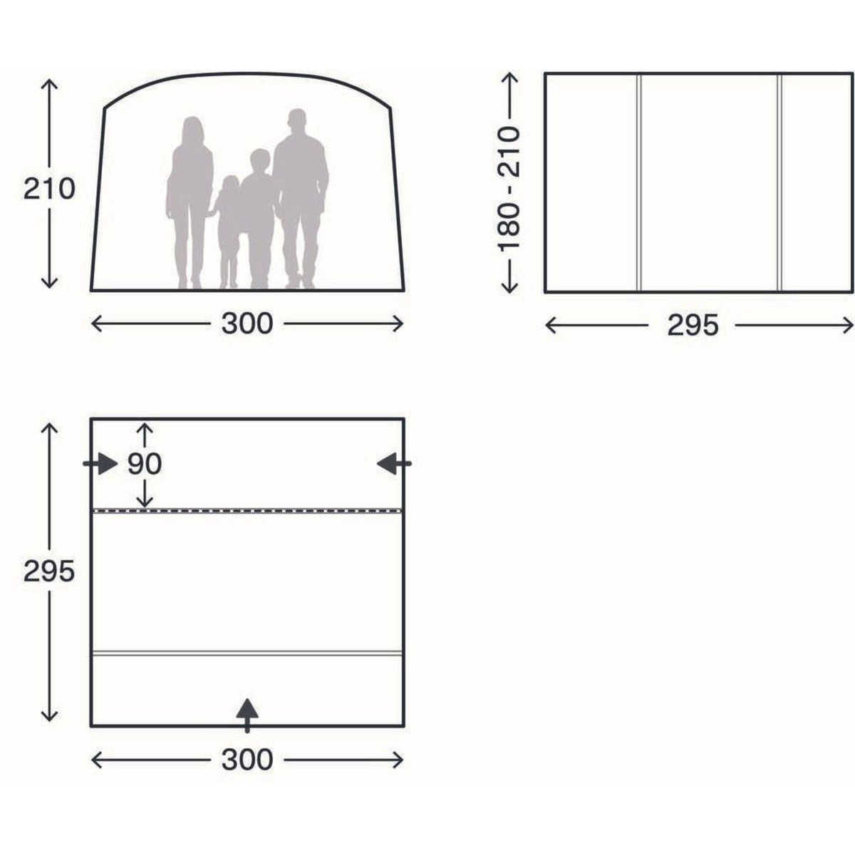 Kampa Traverse Air Low Drive Away Inflatable Campervan Awning 180-210 cm