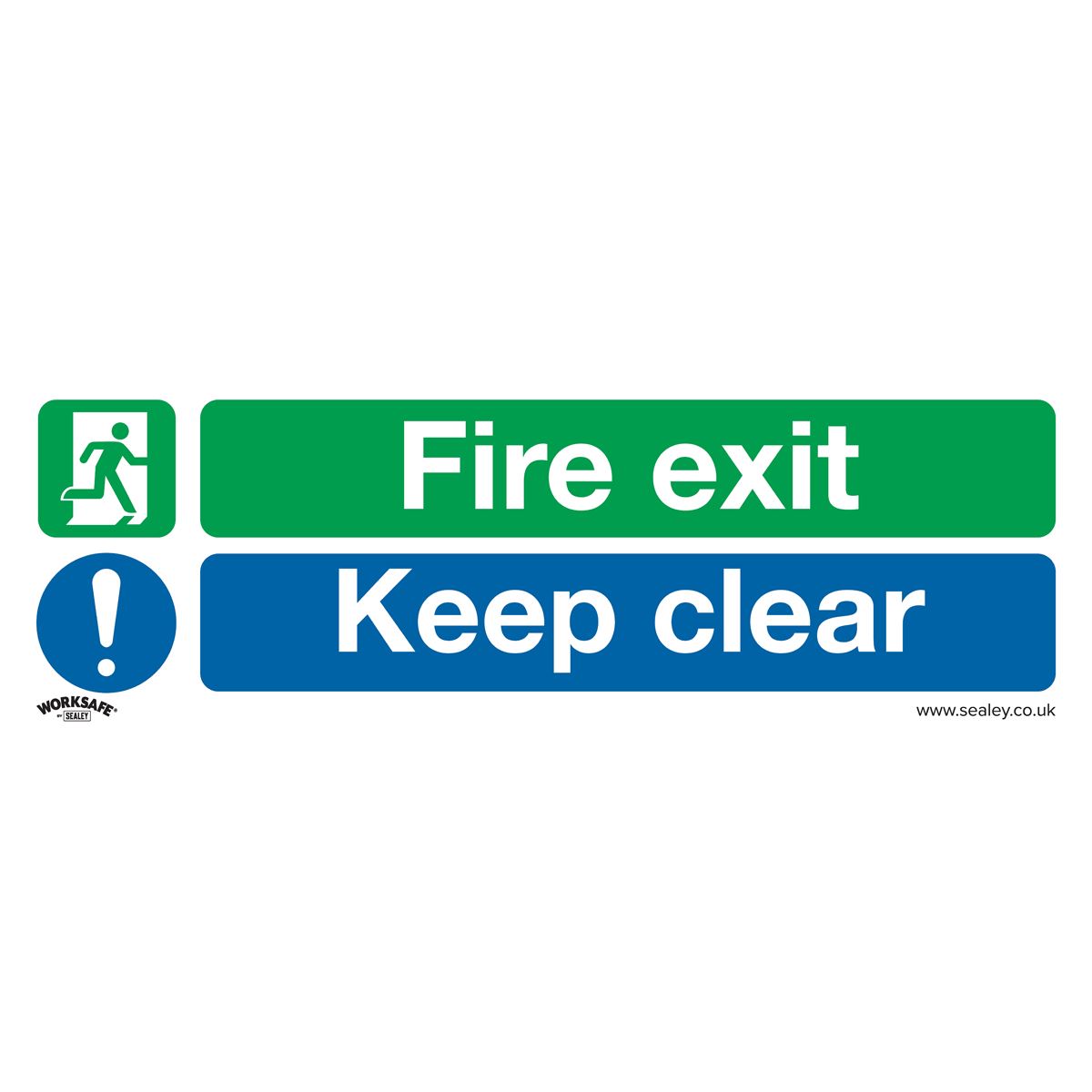 Sealey Safe Conditions Safety Sign Fire Exit Keep Clear (Large) Self-Adhesive Vi