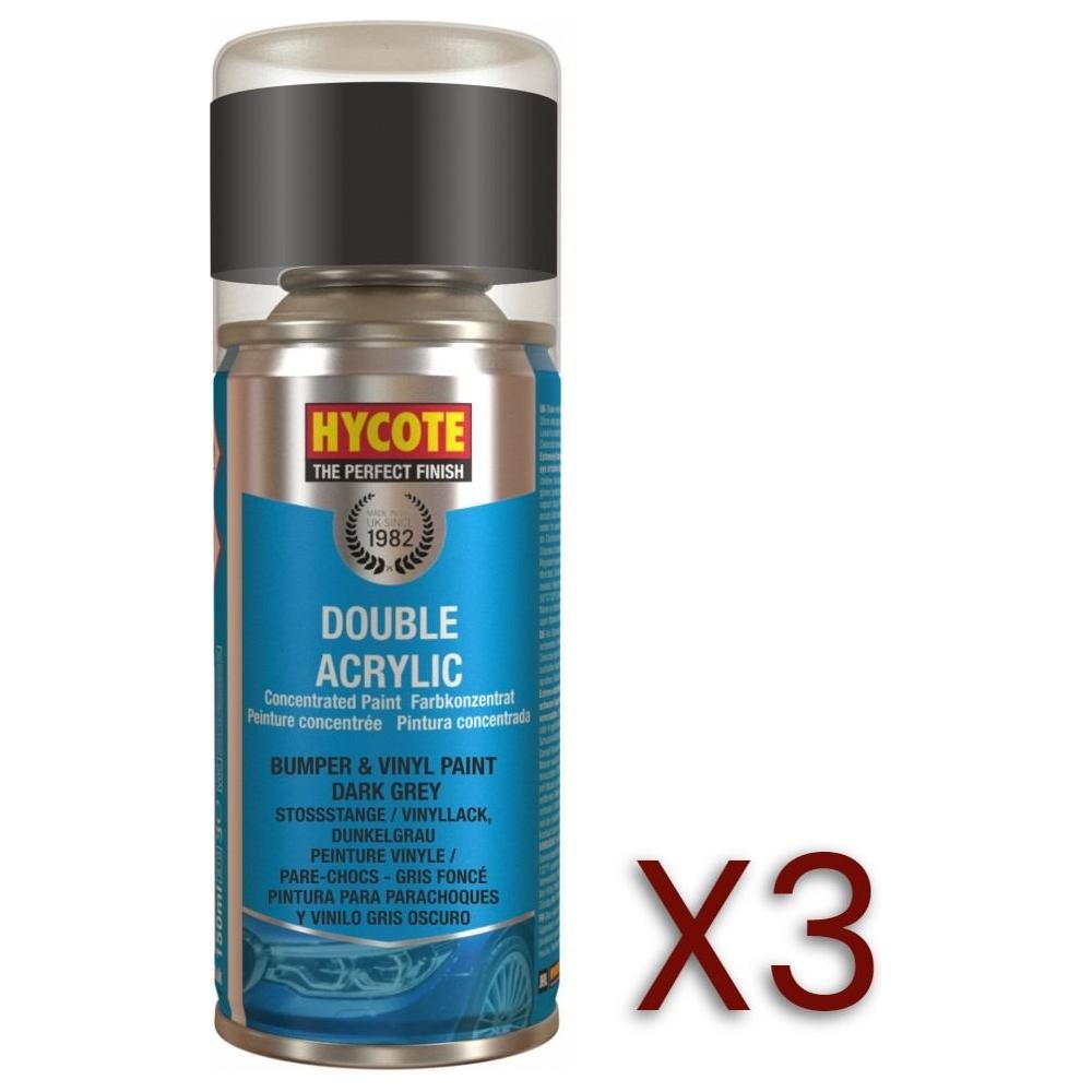 3x Hycote Aerosol Paint for Bumper Paint Dark Grey 150ml