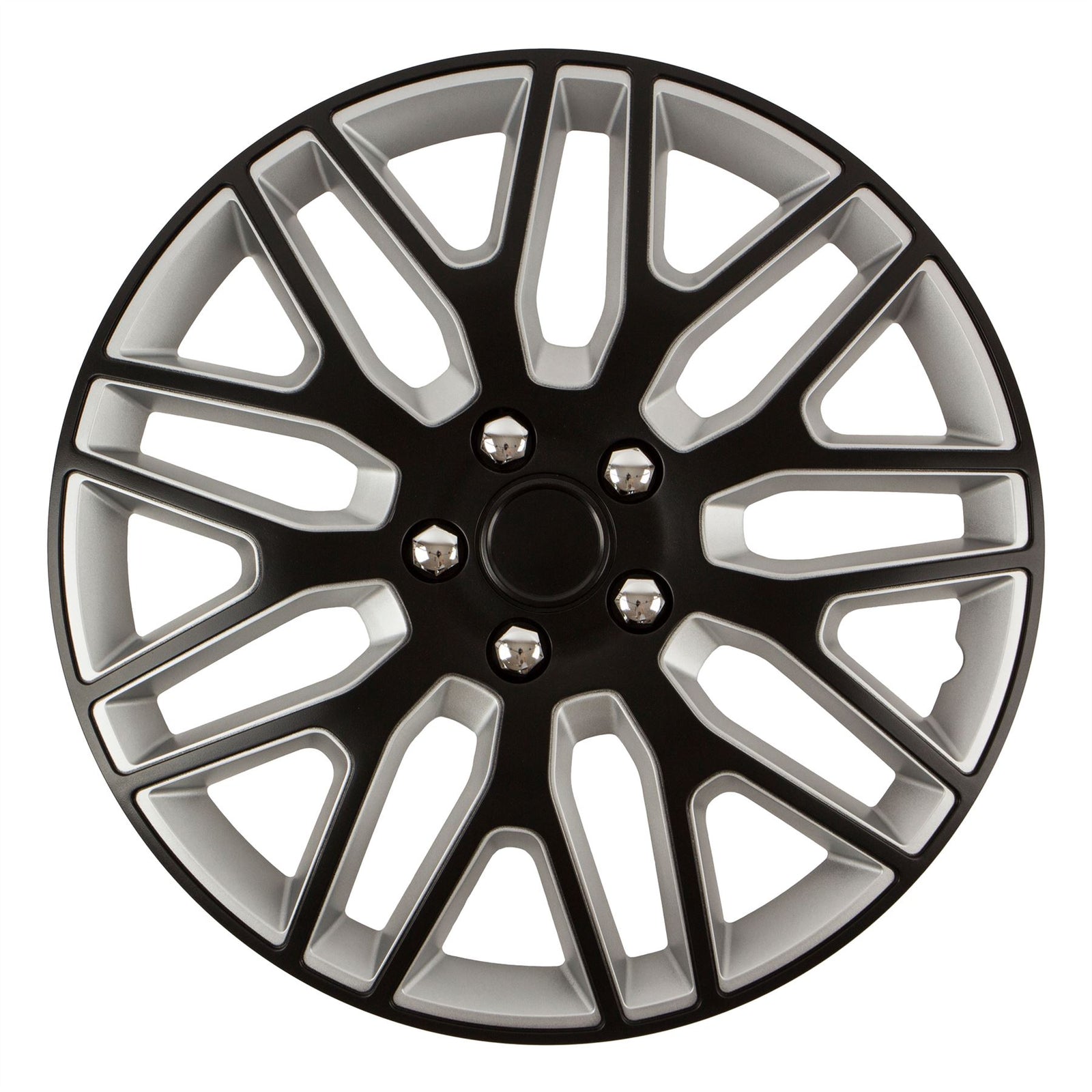 Dakar NC Black/Silver 16" Alloy Look Multi-Spoke Wheel Trims Hub Caps Covers