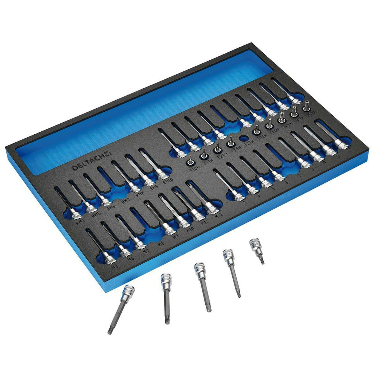 BUNKER Resi-Torx, Hexagon, Multi-Tooth/Spline, Ribe Socket Set, 3/8" Sq. Dr. in EVA Foam Inlay