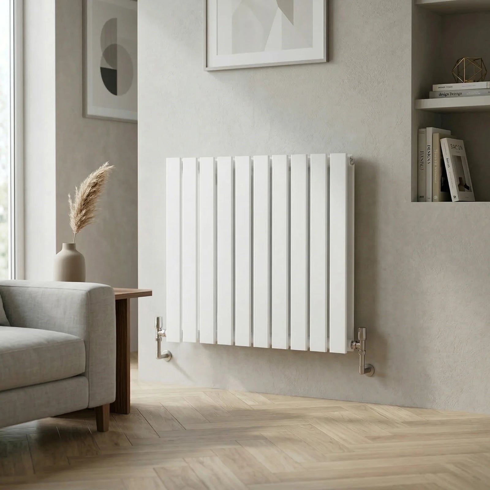 Baridi Horizontal Radiator 600 x 700mm Double Flat Panel White