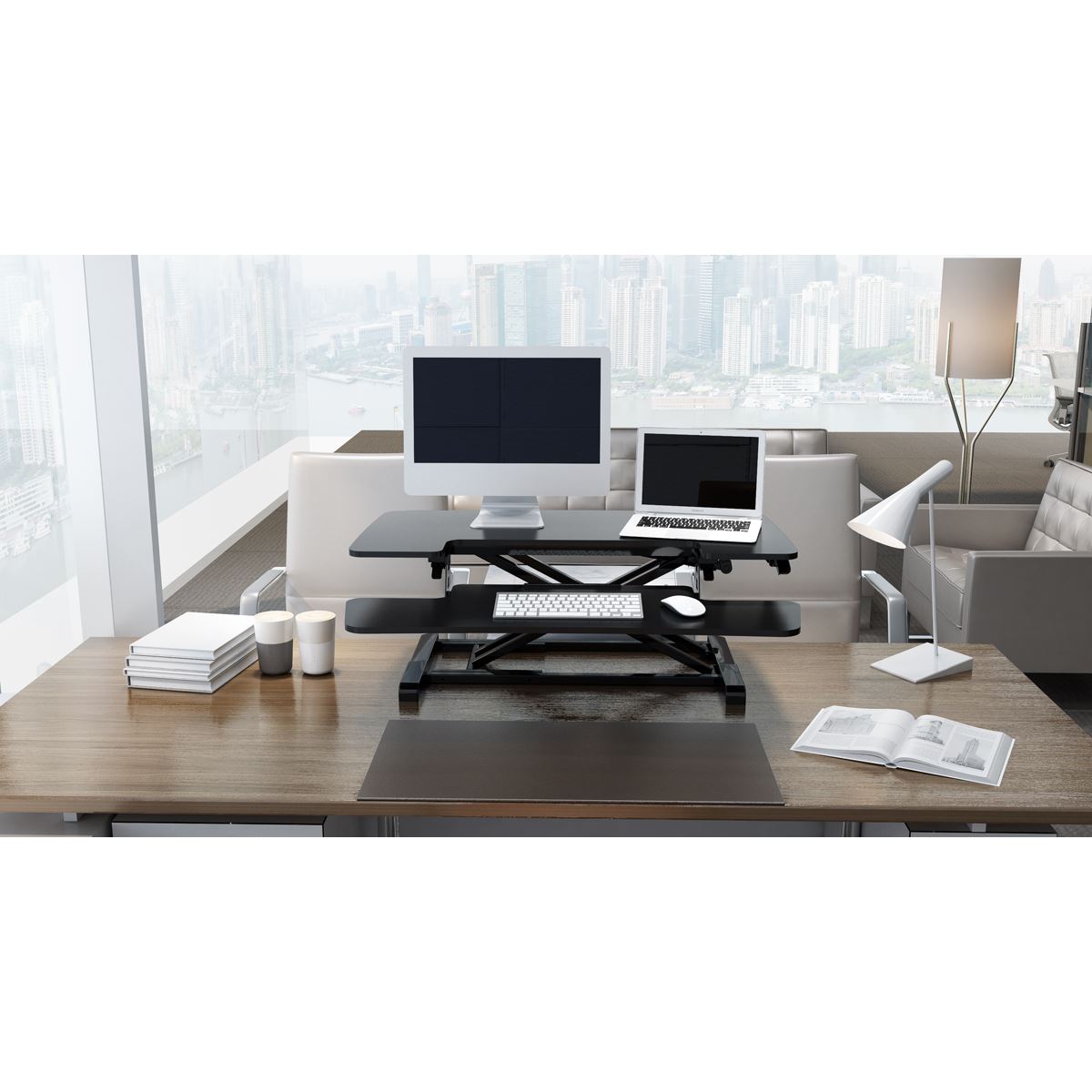 Dellonda 89cm Adjustable-Height Standing Desk Riser 15kg Capacity DH15