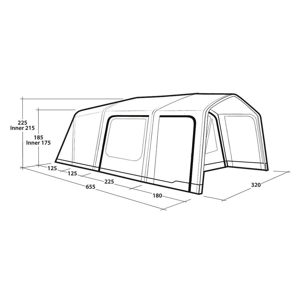 Outwell Boston 5 Air TC 5 Berth Three Room Tunnel Tent