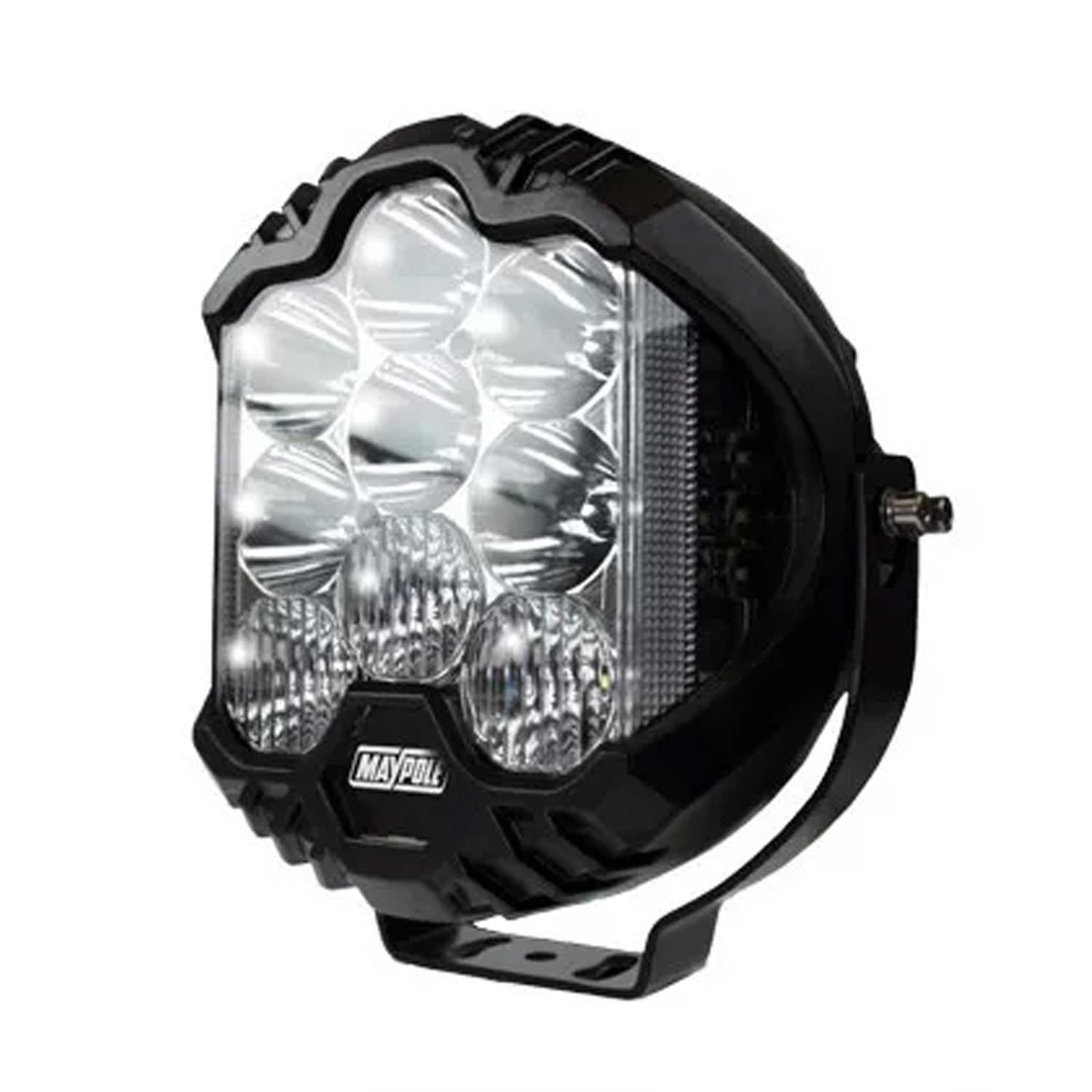 2 x Maypole E-Approved 9-Inch Round LED Driving Light with Side Light & Spot Beam
