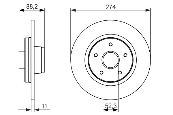 Bosch 2 x Solid 274mm Brake Disc 0986479695