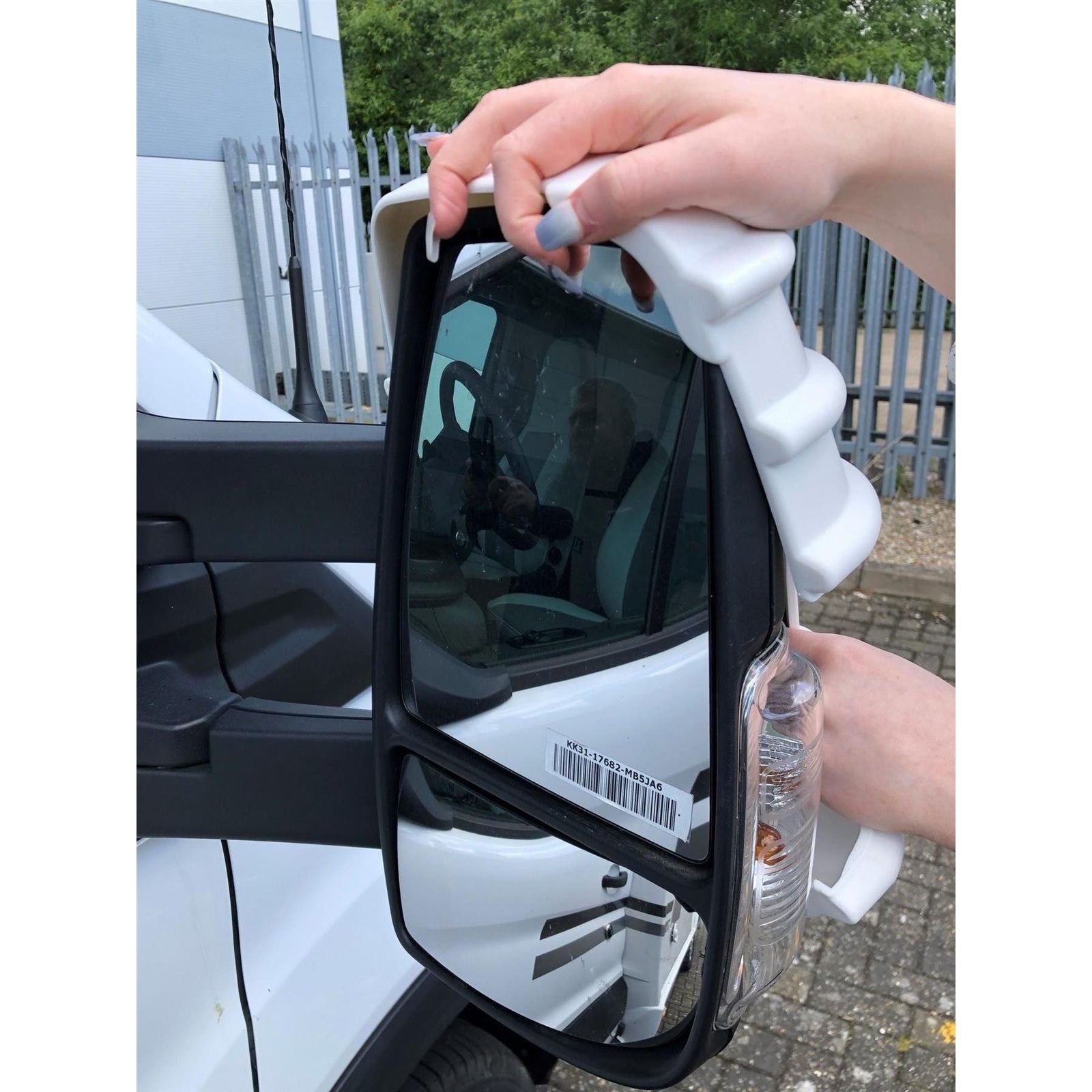 For Ford Transit Mark 8 Mirror Protectors White Pair - Twin Arm Model Only Milenco
