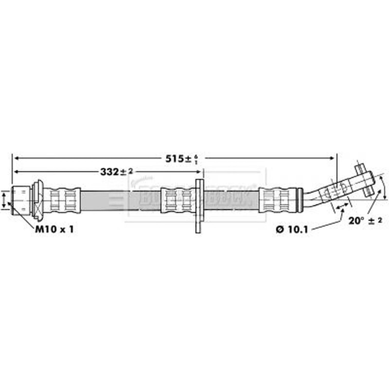 Borg & Beck Brake Hydraulic Hose Line Front Right BBH6750