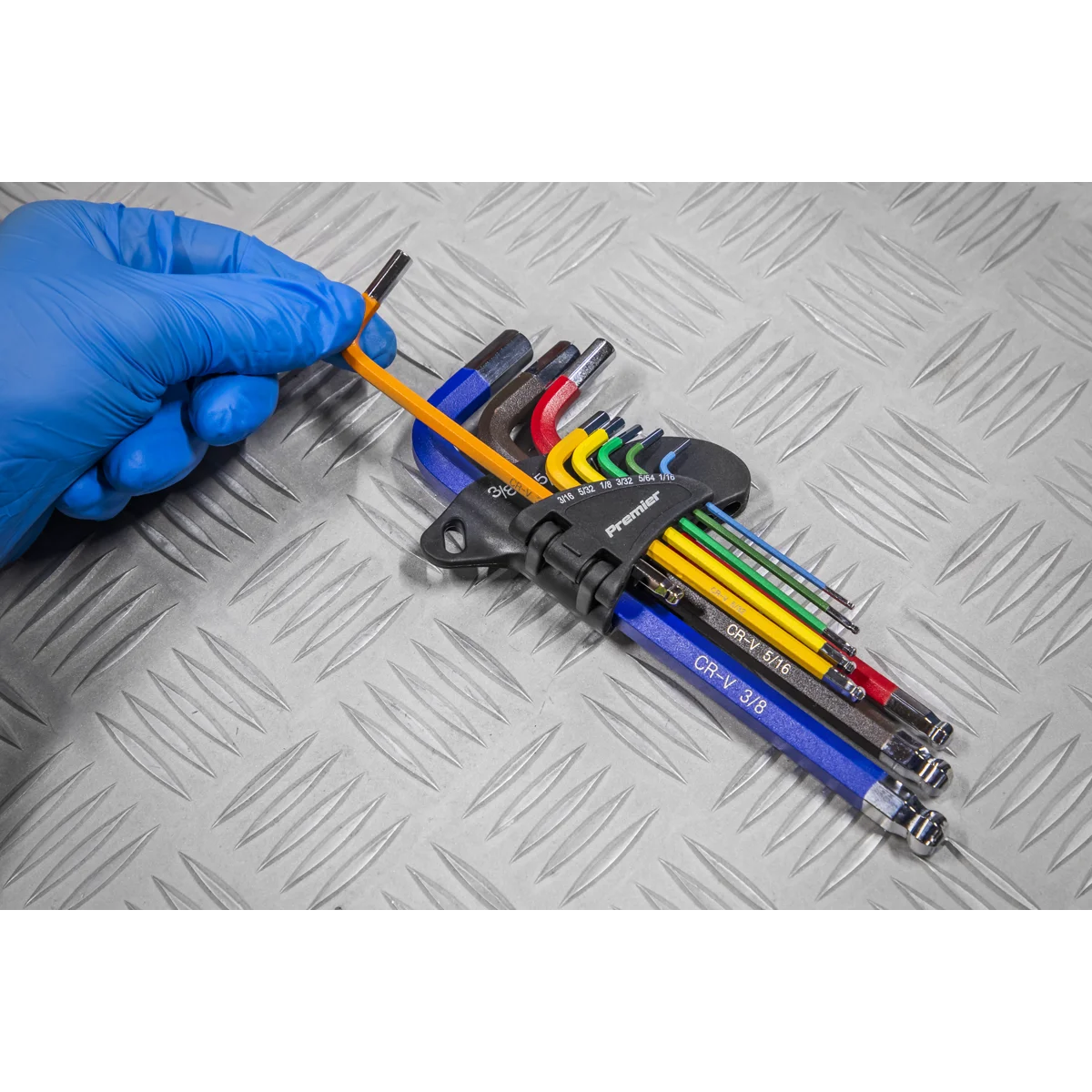 Sealey Ball-End Hex Key Set 9pc Long Colour-Coded Imperial AK7197