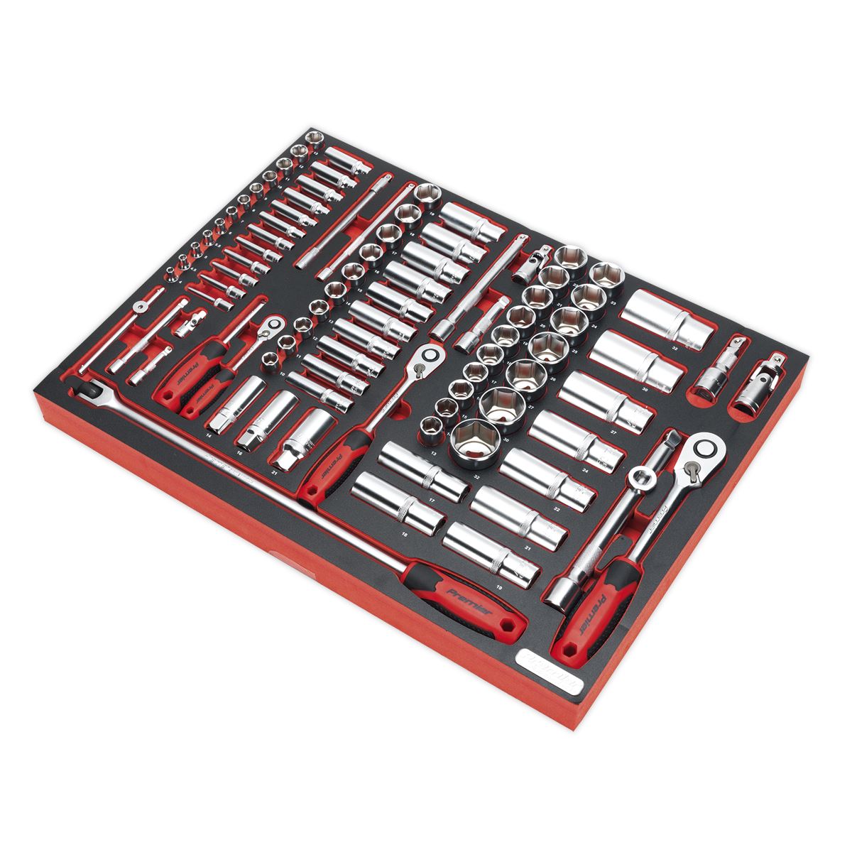 Sealey Tool Tray with Socket Set 91pc 1/4" 3/8" & 1/2"Sq Drive TBTP02