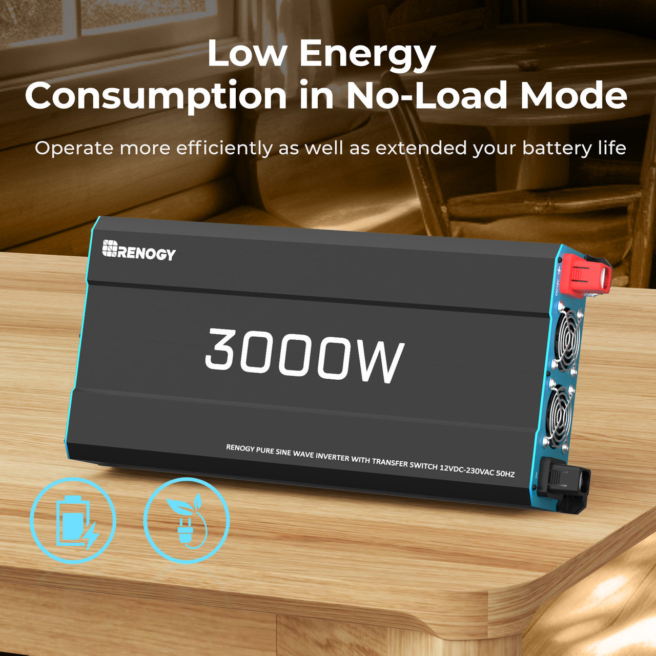 Renogy 3000W 12V to 230V/240V Pure Sine Wave Inverter With English Standard Socket