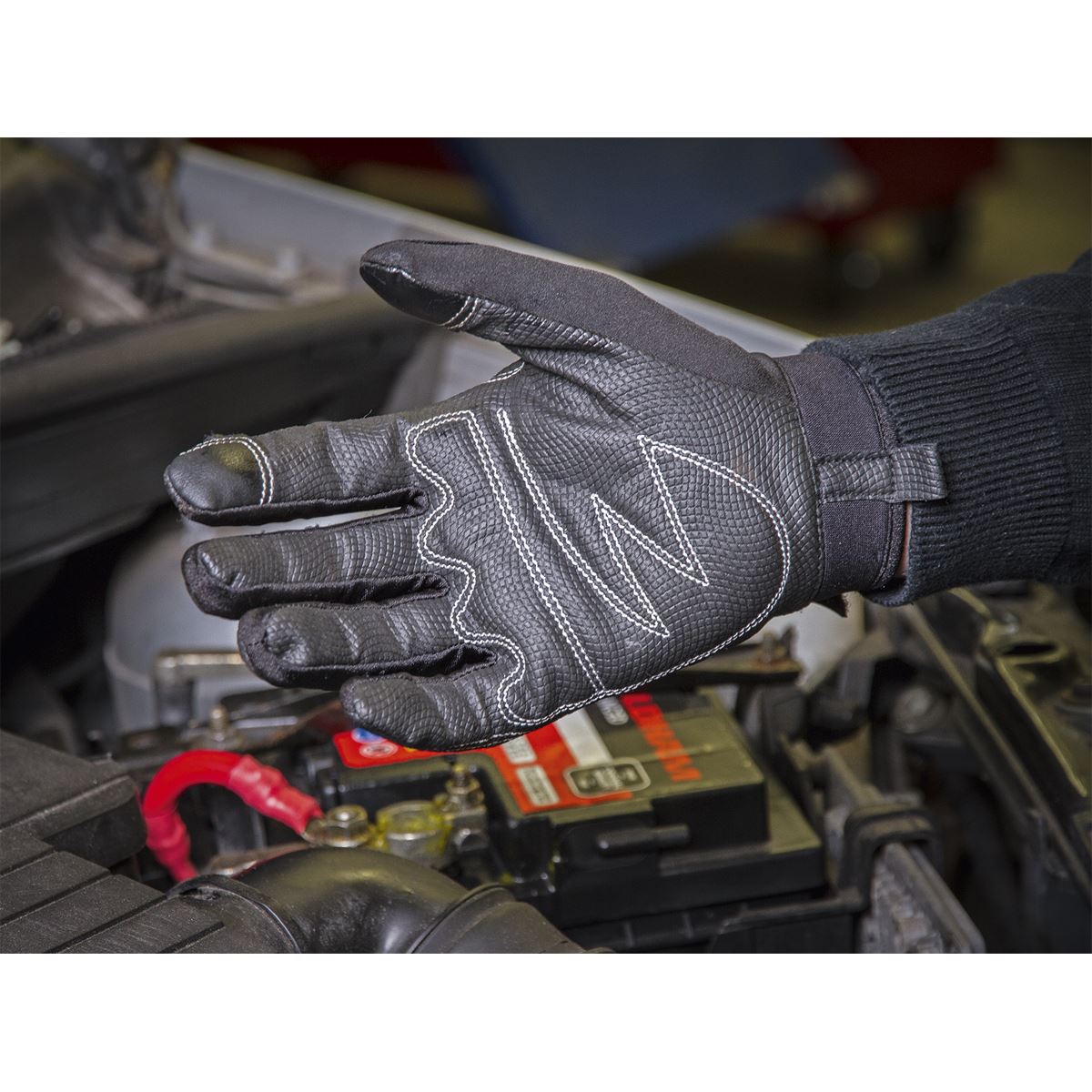 Sealey Mechanic's Gloves Light Palm Tactouch Large MG798L
