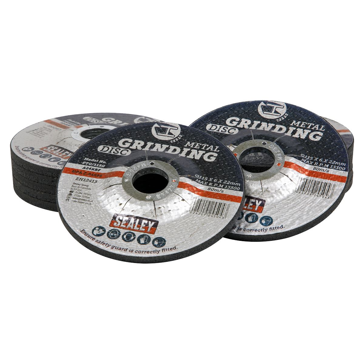 Sealey Grinding Disc115 x 6mm22mm Bore Pack of 12 PTC115G12